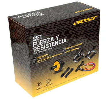 Set de Fuerza y Resistencia BEST con Mancuernas, Soportes para Flexiones, Elásticos y Rueda Abdominal - #𝑼𝑺𝒉𝒐𝒑